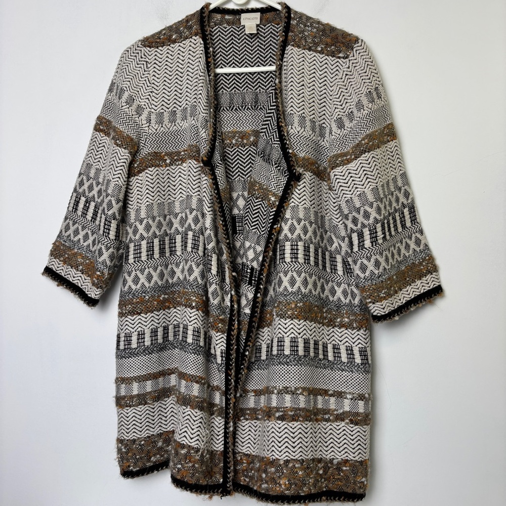 Chico’s Textured Patterned Open Front Cardigan - image 1